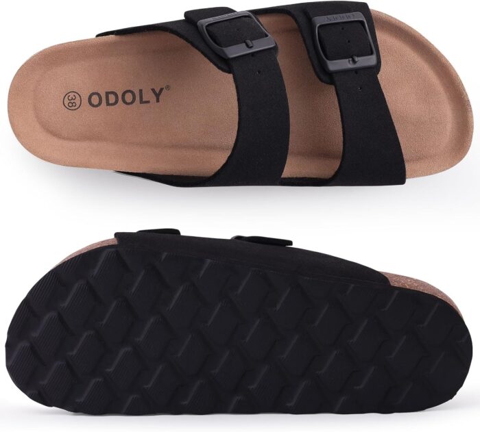 Women's Cork Footbed Slide Sandal, Arch Support Summer Outdoor Sandals with Adjustable Buckle - Image 6