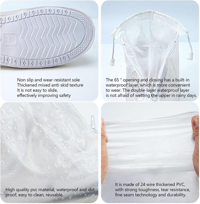 2 Pairs Waterproof Rain Covers for Shoes, PVC Reusable Rain Shoes Cover, Non-Slip Rain Boot Covers for Cycling Outdoor Camping - Image 3