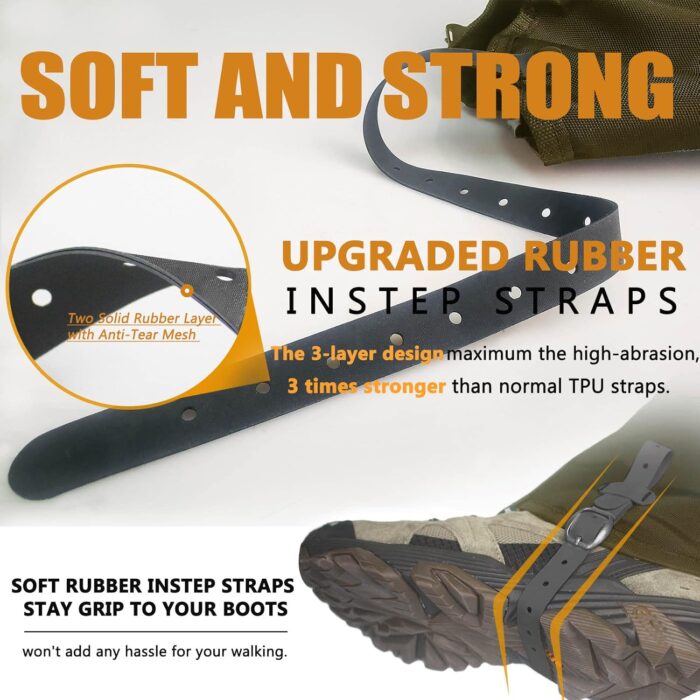 Frelaxy Leg Gaiters Ultra HIGH-Performance Hunting Gaiters, 100% Waterproof Hiking Gaiters with Upgraded Rubber Foot Strap, Adjustable Snow Boot Gaiters - Image 3