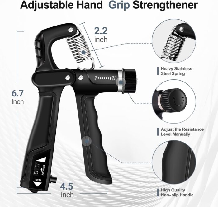 Grip Strength Trainer Kits (5 Pack), Forearm Strengthener with Adjustable Resistance, Grip Strength Tester, Finger Strengthener, Hand Gripper Strengthener for Muscle Building Injury Recover - Image 3