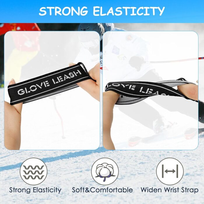 Aolamegs Ski Glove Leash, Comfy Elastic Glove Straps for Skiing, Perfect Mountaineering & Ski Accessories for Hanging Gloves - Image 4