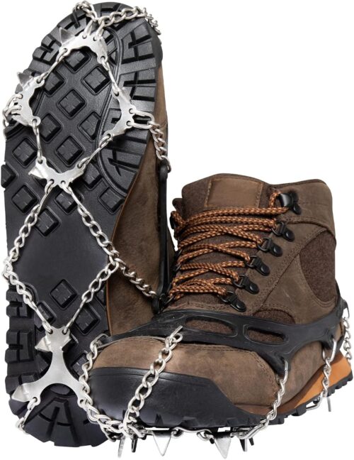 Crampons Ice Cleats for Hiking Spikes By Yatta Life - Professional Winter Boots with 12 Stainless Steel Spikes for Shoes & Boots - Outdoor Camping, Running, Mountaineering Ice & Snow Grips Accessories