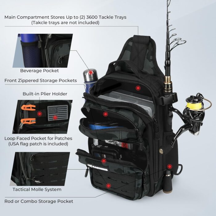 KastKing BlowBak Tactical Sling Tackle Bag-Lightweight Fishing Backpack Storge Fishing Gear and Equipment,Gift for Men - Image 5