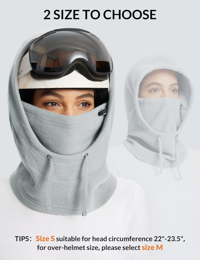 baleaf Fleece Balaclava Face Mask,Thermal Ski Mask for Men and Women,Winter Hats Face Cover Hood Cold Weather Gear. (2 Size) - Image 4