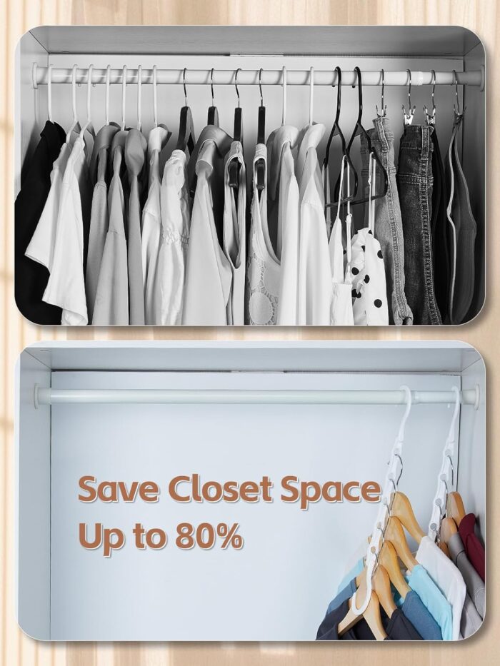 HOUSE DAY White Magic Plastic Hangers Space Saving Organizers and Storage Clothes Hanger Multi Hangers Sturdy Wardrobe Closet for Heavy Clothes, Dorm Room Bedroom Home RV Car Camper Essentials 20 Pack - Image 3