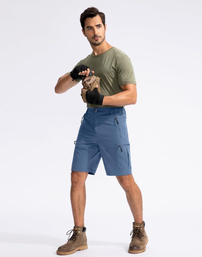 Pudolla Men's Hiking Cargo Shorts 9" Lightweight Outdoor Work Shorts for Men Travel Golf Camping Casual with 5 Zipper Pockets - Image 6