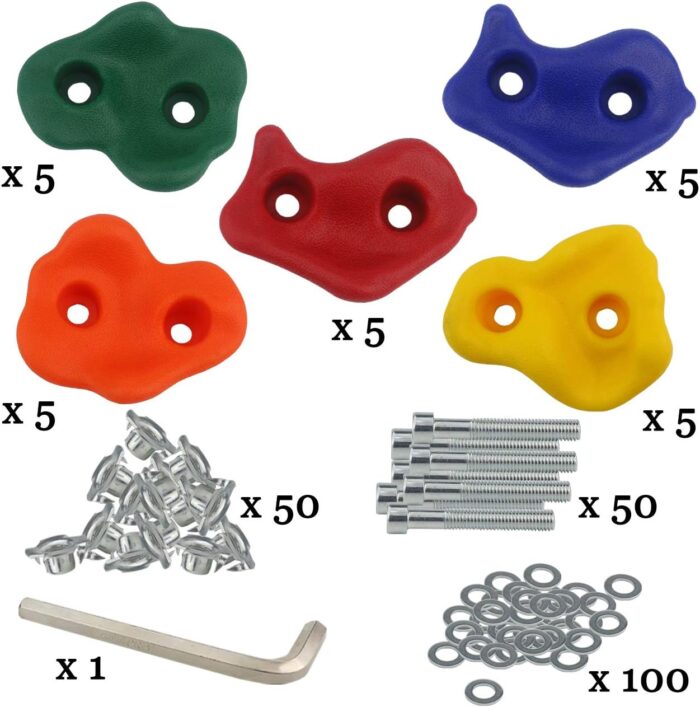 Ogrmar 25 PCS Rock Climbing Holds Set with Mounting Screws and Hardware for DIY Kids Indoor and Outdoor Play Set Use - Image 3