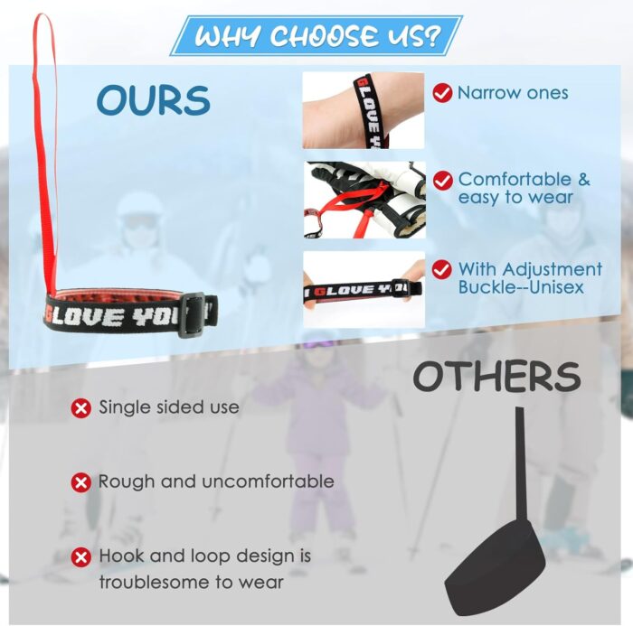Adjustable Ski Glove Leash - Unisex Wrist Straps, Elastic Glove Straps for Mountaineering & Ski Accessories - Image 2