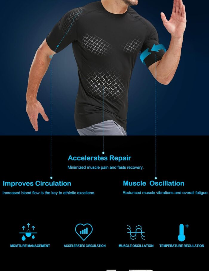 5 Pack Men’s Compression Shirts Short Sleeve Cool Dry Sports Athletic Workout Base Layer Undershirt T-Shirt Tops - Image 3