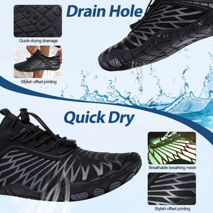 Hiking Barefoot Shoes for Women Men, Non-Slip Water Shoes Unisex, Grounded Footwear Quickdry Wide Toe Barefoot Sneakers Lightweight Breathable Running Biking Swim River - Image 3