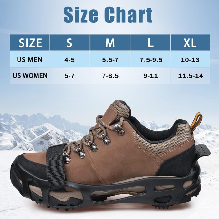 Ice Cleats Crampons Anti Slip Shoe Spikes for Snow Ice Cleats for Shoes and Boots Men Women Winter Walking Non-Slip 24 Studs Stretch Rubber Footwear - Image 2