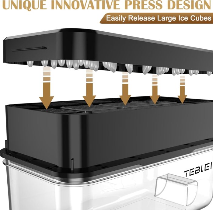 Ice Cube Tray with Lid and Bin, 16 Pcs Large Ice Cube Trays with Tongs, Ice Maker for Small Freezer, Kitchen Gadgets and Apartment Essentials, Easy-Release & Stackable - Image 3
