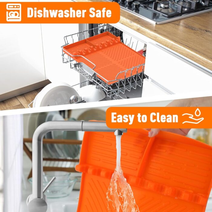 Silicone Grill Mat Compatible with Blackstone, Silicone Griddle Tools Mat with Drip Pad, Spatula Mat for Outdoor Grill Kitchen Counter (Orange) - Image 6