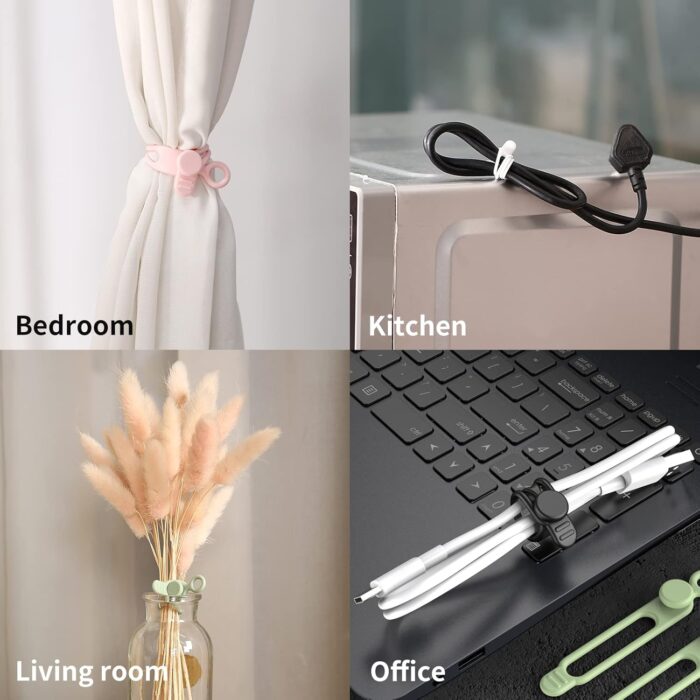 [20Park]UMUST Silicone Cable Ties,Reusable Cable Management Organizer, Multipurpose Elastic Cord Organizer for Bundling and Fastening Cable Cords Wires(black,white,pink,green) - Image 5