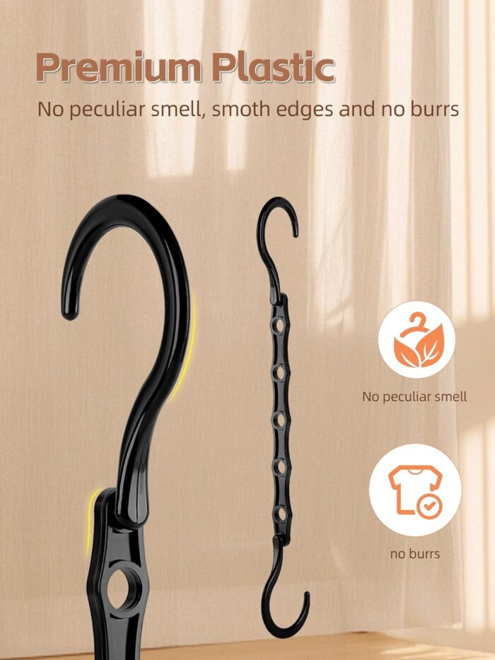 HOUSE DAY Space Saving Hanger 20 Pack Sturdy Black Magic Hangers for Closet Organizers and Storage for Heavy Clothes, Dorm Room Bedroom Home RV Car Camper Organization Essentials - Image 6