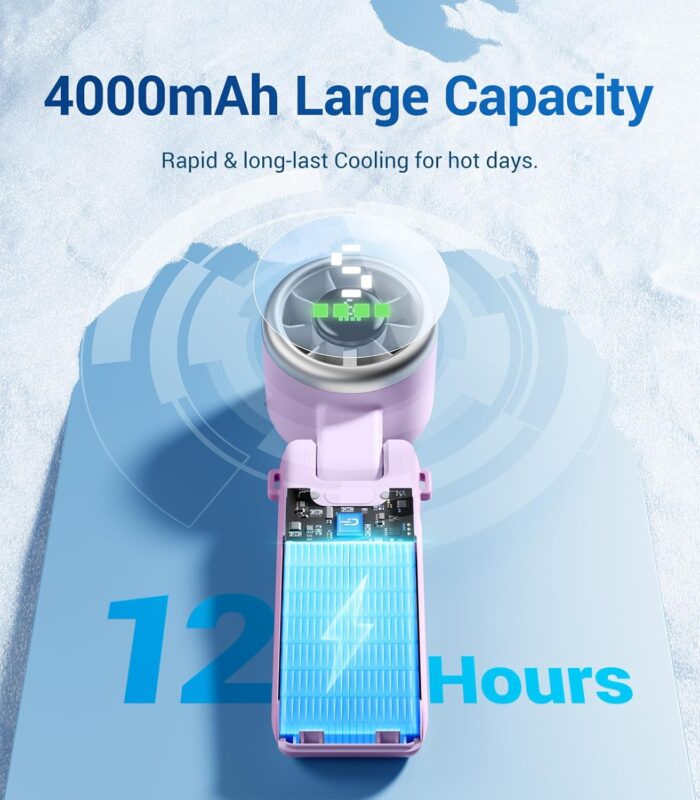Diveblues Portable Handheld Turbo Fan, 5 Gear Wind, Battery Operated, Up to 12 Working Hours, 3 IN 1 Hand Fan with Air Turbo Tech Cooling Fan for Outdoor Activities, Travel, Working - Image 6