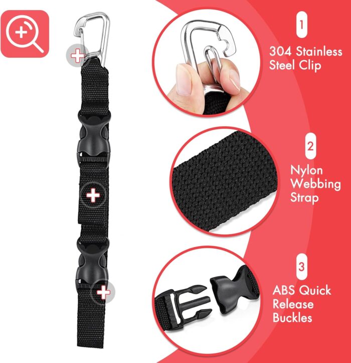 Scuba Fin & Mask Holder, Diving BC Fins Keeper and Mask Clip with Two Quick-release Loop Lanyard Webbing Strap - Image 5