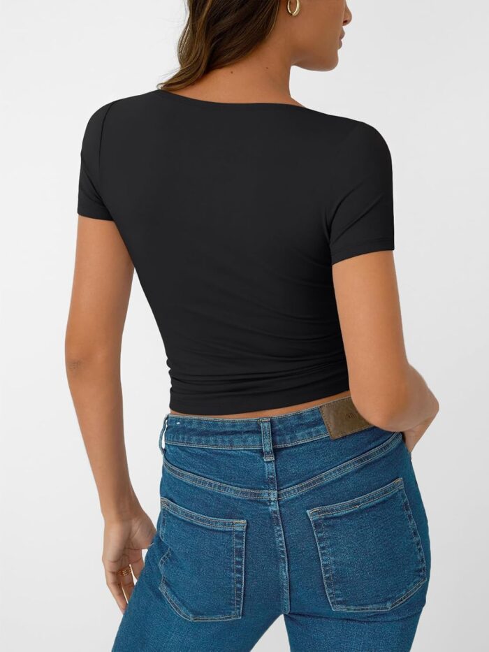 AUTOMET Womens Short Sleeve Boat Neck T-Shirts Going Out Tops Compression Summer Y2k Basic Clothes 2025 - Image 4