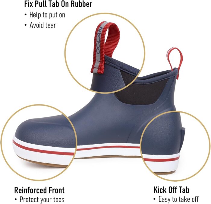Men's Deck Boots Waterproof Anti-Slip Rubber Ankle Rain Shoes for Fishing Gardening Outing - Image 4