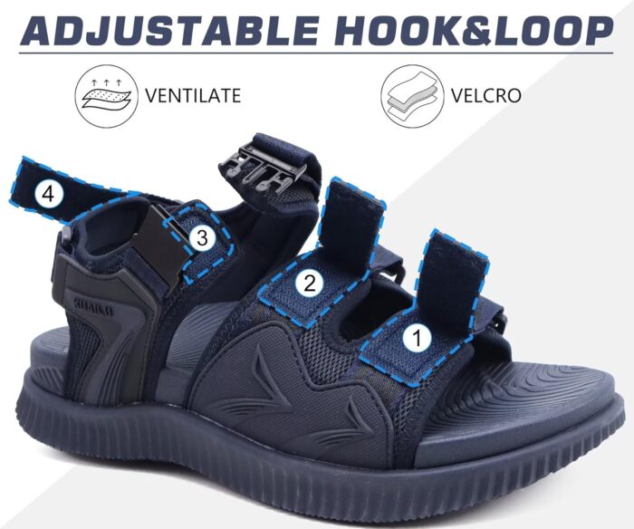 KuaiLu Mens Hiking Sandals with Arch Support Orthopedic Walking Recovery Sandals for Plantar Fasciitis Open Toe Summer Athletic Sport Comfortable Cushion Breathable Outdoor Water Sandals Size7-13 - Image 6