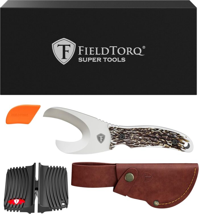Field Dressing Kit | 4-in-1 Super Tool with Sheath & Sharpener | Skinning Knife for Hunting | Gut Hook | Deer Hunting Knife Set | Stag - Image 7
