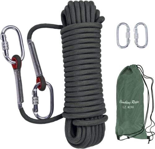 Climbing Rope, 12 mm Static Climbing Rope, 32FT(10M) 65FT(20M) 100FT(30M) 164FT(50M) Outdoor Rock Climbing Rope, Escape Rope, Rappelling Rope, Fire Rescue Parachute Rope