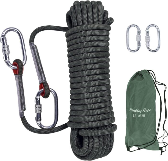 Climbing Rope, 12 mm Static Climbing Rope, 32FT(10M) 65FT(20M) 100FT(30M) 164FT(50M) Outdoor Rock Climbing Rope, Escape Rope, Rappelling Rope, Fire Rescue Parachute Rope