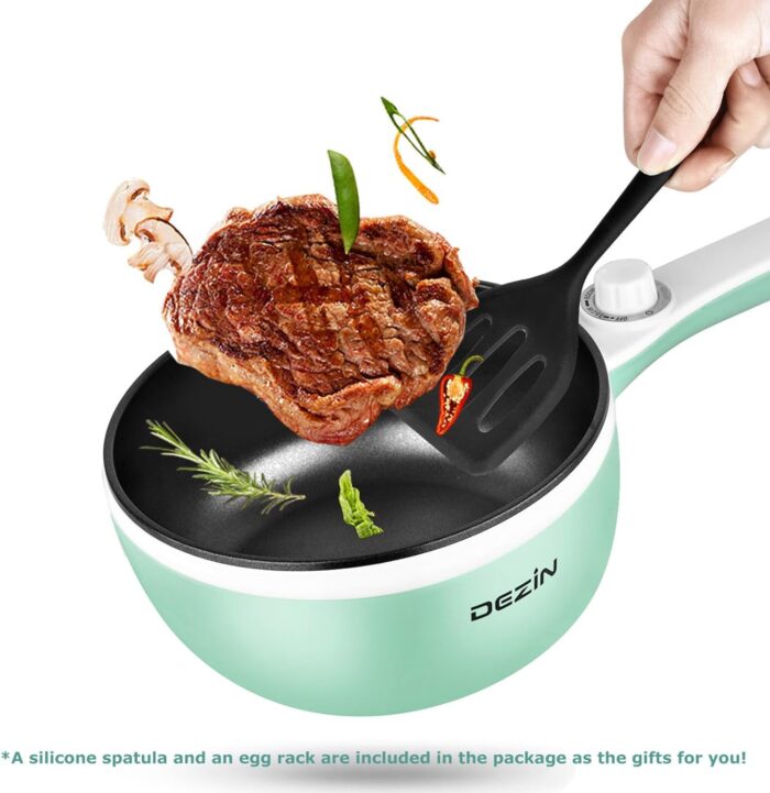 Dezin Hot Pot Electric Upgraded, Non-Stick Sauté Pan, Rapid Noodles Electric Pot, 1.5L Mini Portable Hot Pot for Steak, Egg, Fried Rice, Ramen, Oatmeal, Soup with Power Adjustment - Image 8