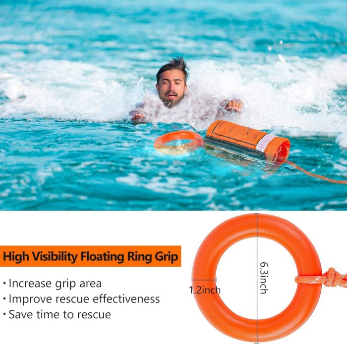NTR Water Rescue Throw Bag with 50/70/98 Feet of Rope in 3/10 Inch Tensile Strength Rated to 1844lbs, Throwable Device for Kayaking and Rafting, Safety Equipment for Raft and Boat - Image 2
