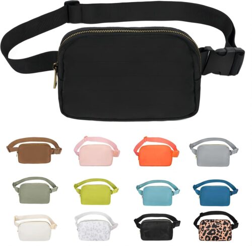VOROLO Fanny Pack For Women And Men Crossbody Bag Belt Bag with Adjustable Strap Graduation Gifts Black