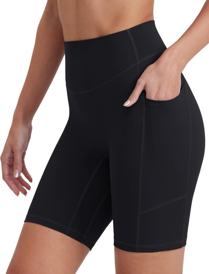 Biker Shorts for Women with Pockets, 5"/8" Spandex Workout Shorts, Lightweight for Summer Cycling Running Yoga Gym