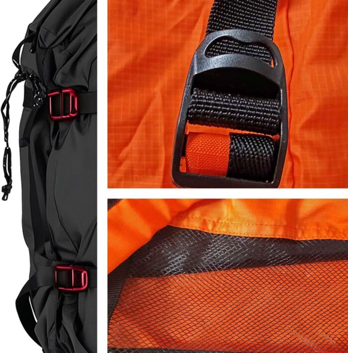 Rock Climbing Rope Bag, Large Capacity Folding Rope Storage Backpack with Ground Sheet, Adjustable Straps Outdoor Climbing Gears Orange - Image 5