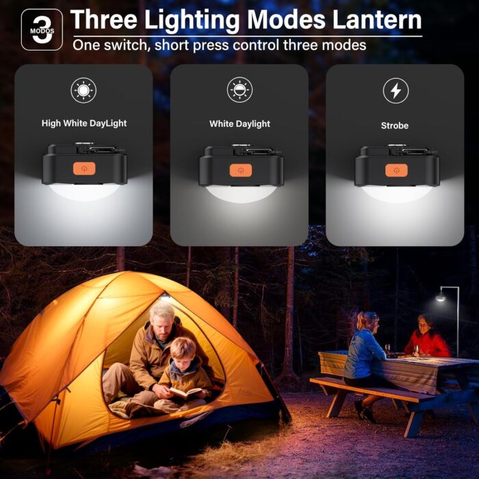 Rechargeable Camping Lights FLY2SKY 2Pcs Black Tent Lights Mini Flashlight Portable LED Camping Lantern Survival Gear Camping Accessories for Hiking Backpacking Fishing Hurricane Emergency Outage - Image 4