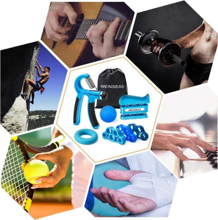 Grip Strength Trainer 7 Pack Adjustable, Finger Stretcher Resistance Extensor Bands, Finger Exerciser, Hand Gripper Strength Ring & Stress Ball - Image 7