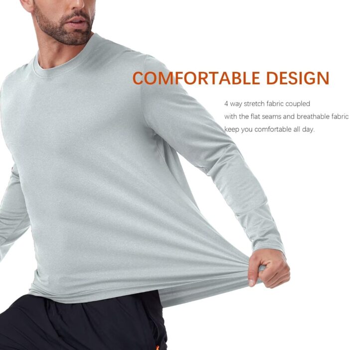 6 Pack Men's Quick Dry Long Sleeve Shirts UPF 50+ UV Sun Protection SPF Shirt Moisture Wicking T-Shirt for Casual Workout - Image 3