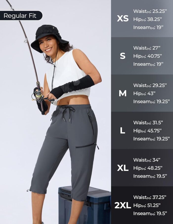 Women's Hiking Capri Pants Lightweight Quick Dry Outdoor Cargo Capris Camping Travel Zipper Pockets - Image 7