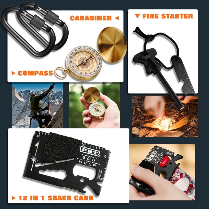 Professional Survival Gear Set - First Aid Kit and Large Camping Backpack, Camping Equipment for Adventure Outdoor Hiking Adventurers - Image 7