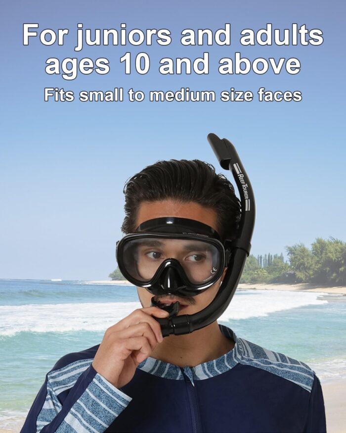 Snorkeling Gear for Adults, Single-Window Snorkel Mask & Snorkel Set, Semi-Dry Top Panoramic Wide View Snorkel Mask, Adult Snorkel Set Ages 10+ Swimming Diving Package w/Travel Bag RC0105 - Image 2