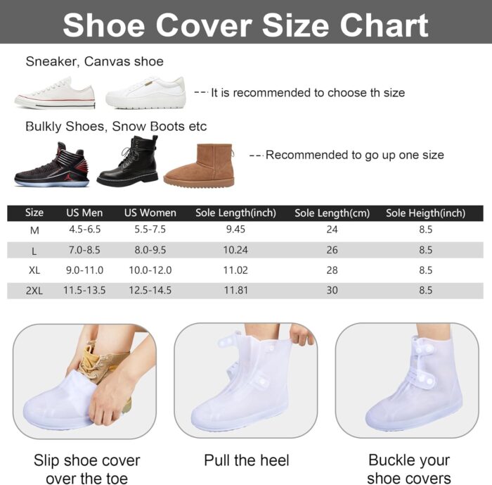 Dream Apparel Waterproof Rain Shoe Covers for Women Men, Non-Slip Reusable Boot Covers Foldable Shoe Covers Rainproof Overshoes Over Shoes Galoshes - Image 6