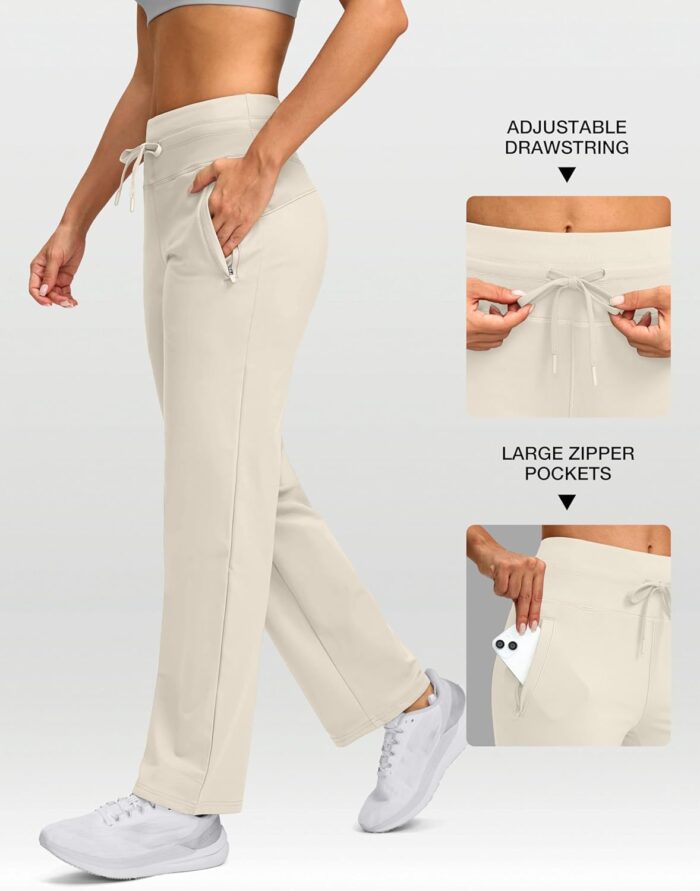 SANTINY Women's Fleece Lined Pants 29" Winter Warm Sweatpants Water Resistant Snow Ski Hiking Pants with Zipper Pockets - Image 3