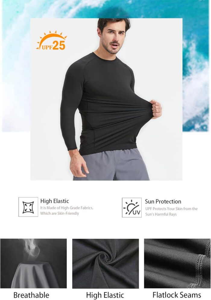 4/5 Pack Workout Compression Shirts Men Long/Short Sleeve Rash Guard Athletic Undershirt Gear T Shirt for Sports - Image 4