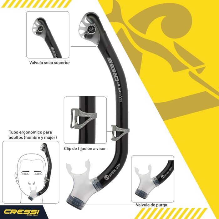 Cressi Adult Snorkeling Kit, Mask & Dry Snorkel - Quality Equipment for Discovering The Underwater World - Ikarus & Orion Dry: Designed in Italy - Image 3
