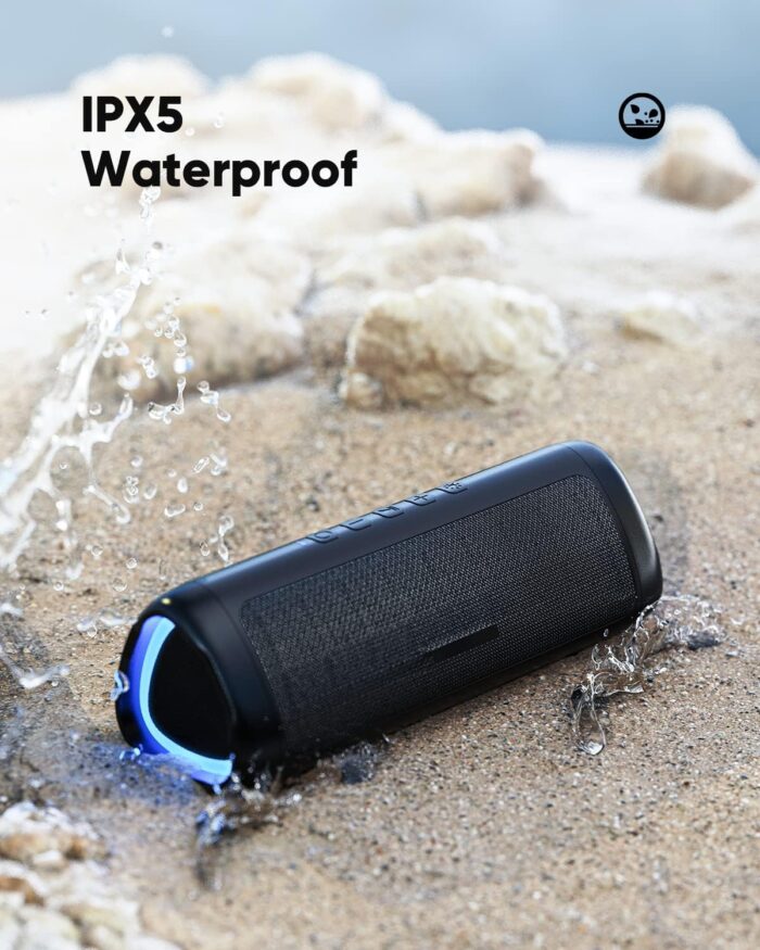 Bluetooth Speaker with HD Sound, Portable Wireless, IPX5 Waterproof, Up to 20H Playtime, TWS Pairing, BT5.3, for Home/Party/Outdoor/Beach, Electronic Gadgets, Birthday Gift (Black) - Image 8