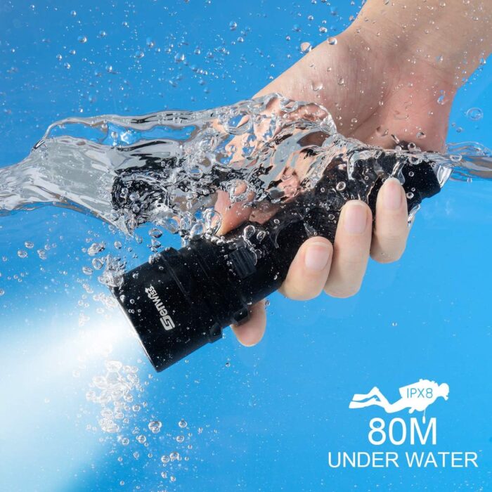 Scuba Diving Flashlight Dive Torch 2000 Lumen Waterproof Underwater XM-L2 LED Submarine Lights Holder with Charger for Under Water Deep Sea Cave at Night - Image 4