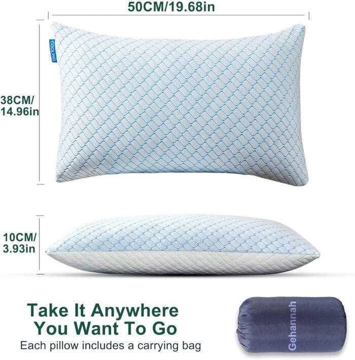Gehannah Travel Pillow - Large 2 Pack Compressible Camping Pillow for Sleeping - Shredded Memory Foam with 2 Storage Bags - Supportive for Adults, Kids, Outdoor, Backpacking, Hiking Gear - Image 4