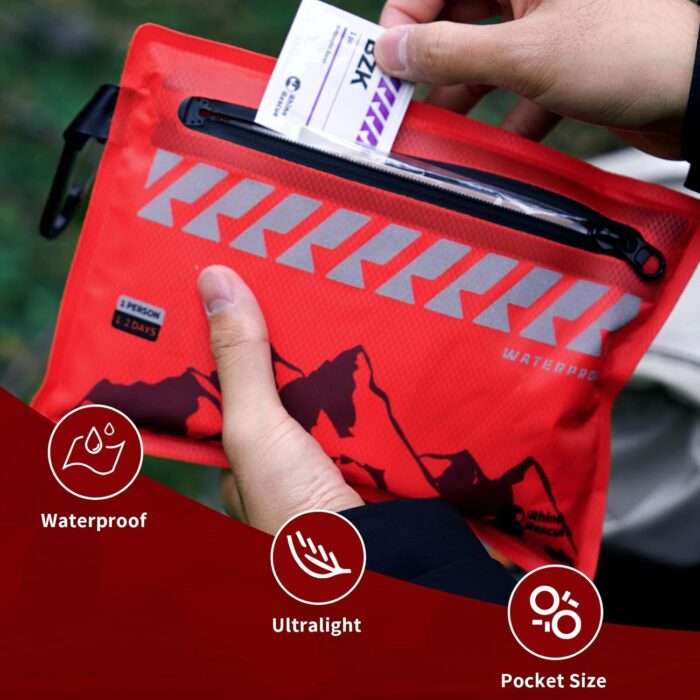 RHINO RESCUE Small First Aid Kit Ultralight Waterproof Medical Kit for Hiking, Backpacking, Cycling, Travel, Vehicles, HSA/FSA Eligible - Image 3