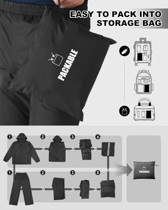Outdoor Ventures Packable Rain Suit for Men Lightweight Waterproof Breathable Rain Gear for golf Rain Jacket Pants - Image 4