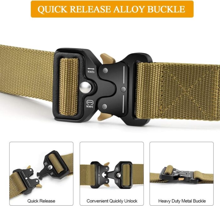 BESTKEE Tactical Belt for Men, 1.5" Military Nylon Work Belt with Quick Release Buckle, Gift with Molle Pouch and Hooks - Image 2
