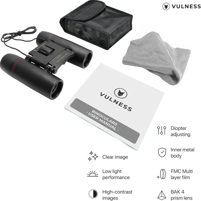 Binoculars for Adults | Compact Small Mini Travel Binocular for Bird Watching High Powered Electronics Cruise Ship Essentials Norwegian Alaska Must Haves Hiking Camping Gear by VULNESS (Black, 8X21) - Image 5