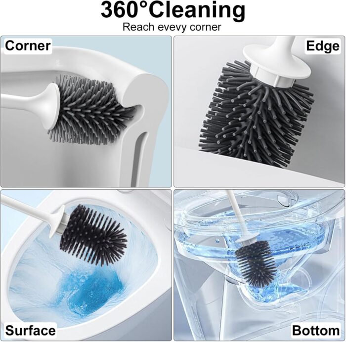 RV Toilet Bowl Brush and Holder, Ventilated Toilet Cleaner Brush with Long Handle and Flexible Bristles, Wall Mount for Motorhome Travel, Travel Trailers, Camper - Image 3